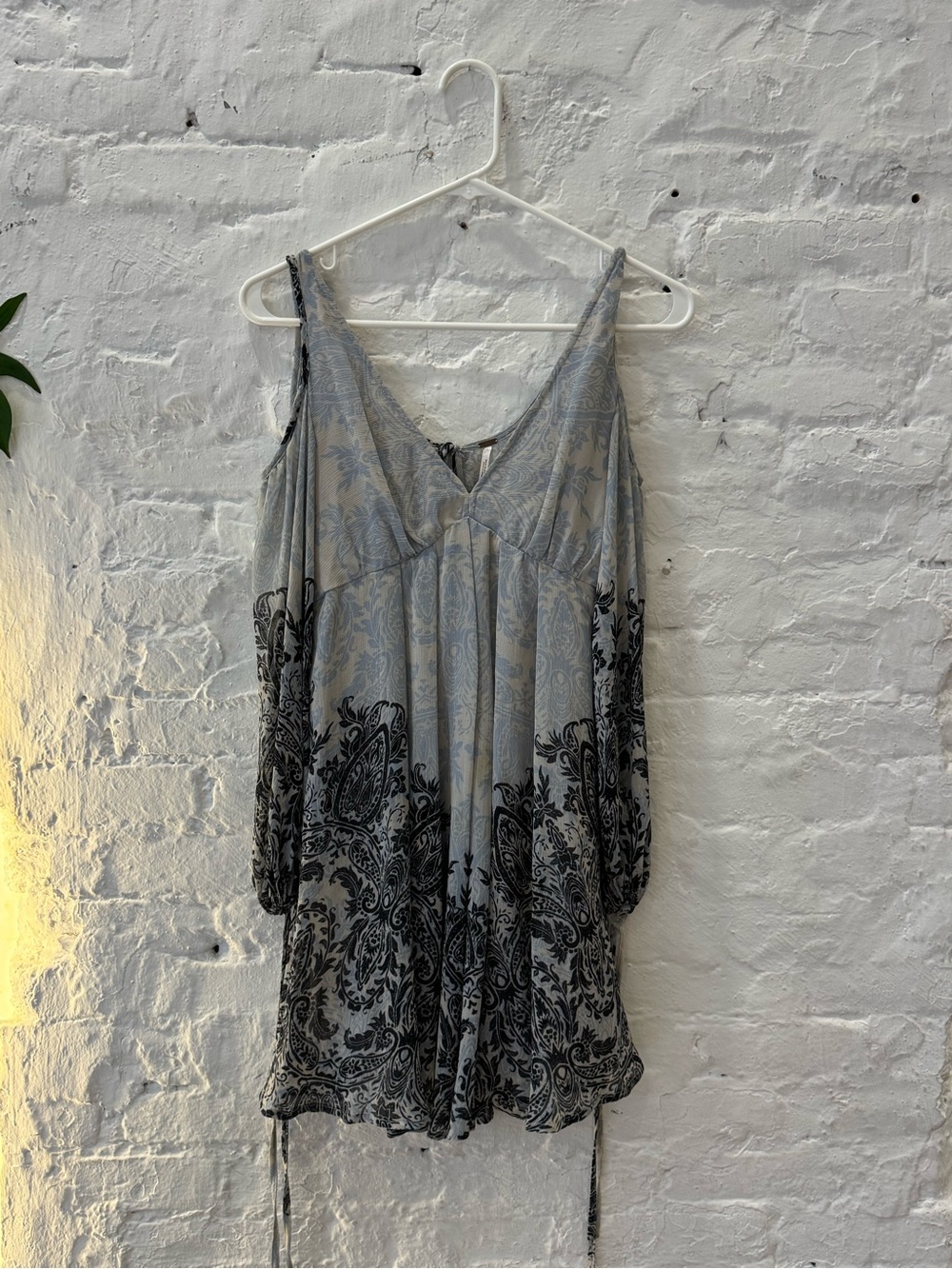 Free People Gray and Black Paisley Midi Dress